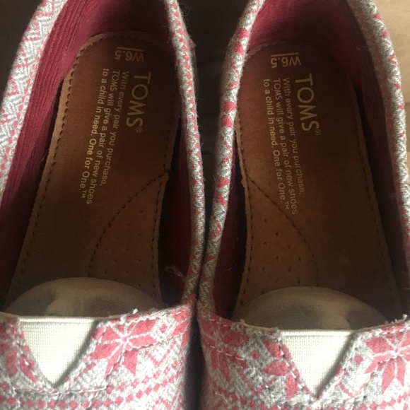 Toms Red Oatmeal Snowflake Women's Classics - Picture 5 of 7